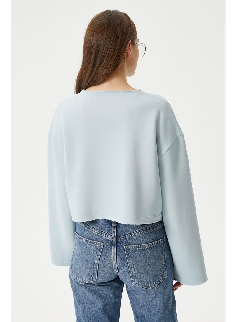Ritnice Women's Vegas Blue Raised Crop Sweatshirt - Image 1